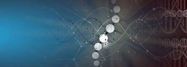 Dna und medizinischer und technologischer Hintergrund. Präsentation der futuristischen Molekülstruktur — Stockvektor