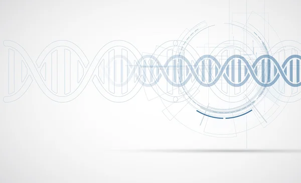 ADN y antecedentes médicos y tecnológicos. estructura de la molécula futurista — Vector de stock