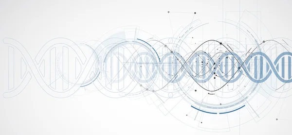 Dna und medizinischer und technologischer Hintergrund. futuristische Molekülstruktur — Stockvektor