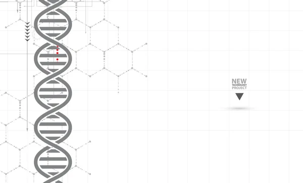 Dna und medizinischer und technologischer Hintergrund. Präsentation der futuristischen Molekülstruktur — Stockvektor