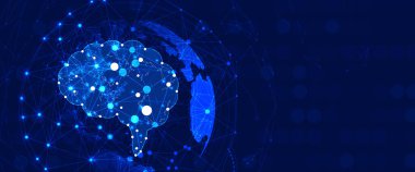 Neural ağ kavramı. Hücreleri bağlantıları ile bağlı. Yüksek teknoloji işlemi. Fütüristik arka plan