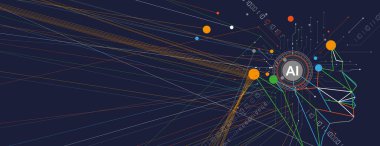 Soyut Yapay Zeka. Bulut hesaplama. Makine öğrenimi. Teknoloji web geçmişi. Sanal konsept geleceksel arkaplan