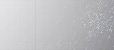 Ağ üzerinden çalıştırılan ikili kod baytları. Soyut fütüristik siber uzay. Modern Teknoloji geçmişi