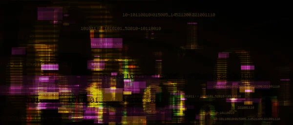 Los Bytes Código Binario Corren Través Red Syberspace Futurista Abstracto — Archivo Imágenes Vectoriales