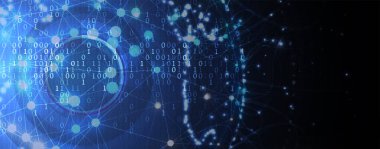 Kuantum işleme. Derin öğrenme yapay zekası. İşletme veya bilim sunumu için gelecekteki yeni teknoloji. Vektör arkaplanı