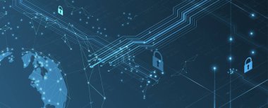 İş geçmişi için internet dijital siber güvenlik teknolojisi kavramı. Yaban domuzunu kilitle.