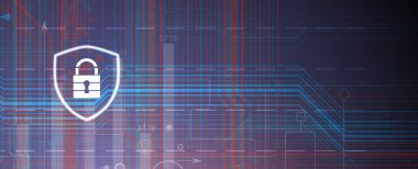 İş geçmişi için internet dijital siber güvenlik teknolojisi kavramı. Yaban domuzunu kilitle.