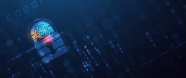 İş geçmişi için internet dijital siber güvenlik teknolojisi kavramı. Yaban domuzunu kilitle.