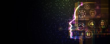 Yapay zeka kavramsal teknoloji Illustration. Fütüristik arka plan