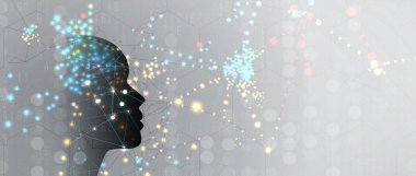 Yapay zeka kavramsal teknoloji Illustration. Fütüristik arka plan