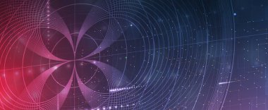 Kuantum işleme. Derin öğrenme yapay zekası. İşletme veya bilim sunumu için gelecekteki yeni teknoloji. Vektör arkaplanı