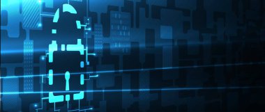İş geçmişi için internet dijital siber güvenlik teknolojisi kavramı. Yaban domuzunu kilitle.