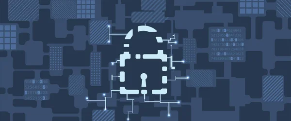 Internet Digitale Syber Beveiligingstechnologie Concept Voor Zakelijke Achtergrond Vergrendeling Circuitzwijn — Stockvector