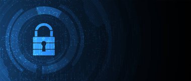 İş geçmişi için internet dijital siber güvenlik teknolojisi kavramı. Yaban domuzunu kilitle.