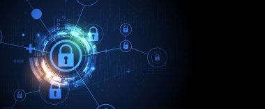 İş geçmişi için internet dijital siber güvenlik teknolojisi kavramı. Yaban domuzunu kilitle.