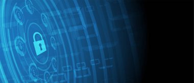 İş geçmişi için internet dijital siber güvenlik teknolojisi kavramı. Yaban domuzunu kilitle.