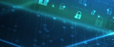 İş geçmişi için internet dijital siber güvenlik teknolojisi kavramı. Yaban domuzunu kilitle.