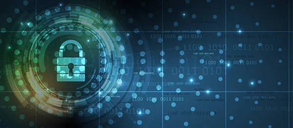 Internet Digital Syber Sikkerhed Teknologi Koncept Erhvervslivet Baggrund Lås Kredsløb – Stock-vektor