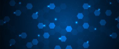 Soyut altıgen arkaplan. Teknoloji çocuk felci tasarımı. Dijital gelecekçi minimalizm. Vektör