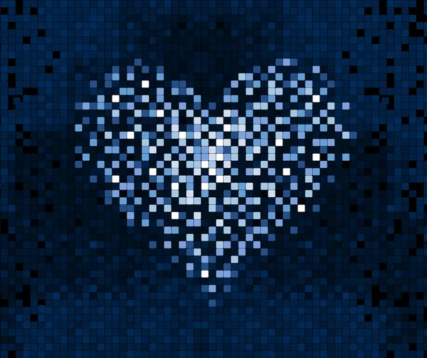 Pixel Heart on digital screen — Stock Vector