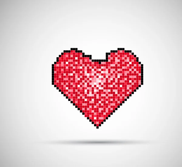 Pixel Heart on digital screen — Stock Vector