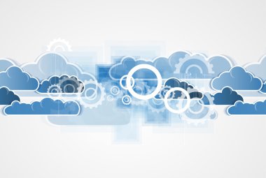 Gökyüzü yüksek teknoloji kavramı. Sanal iş gücünü