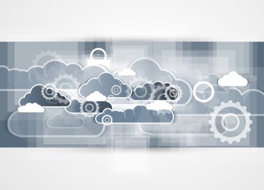 Gökyüzü yüksek teknoloji kavramı. Sanal iş gücünü