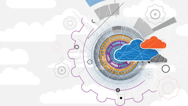 Tecnología de integración con la naturaleza, cielo. Las mejores ideas para los negocios — Vector de stock