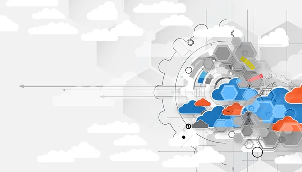 Tecnología de integración con la naturaleza, cielo. Las mejores ideas para los negocios — Archivo Imágenes Vectoriales