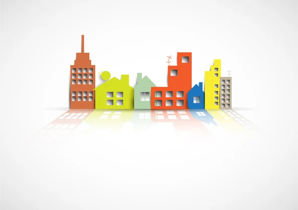 Gebäude und Immobilien Stadt Illustration. Abstrakter Hintergrund — Stockvektor