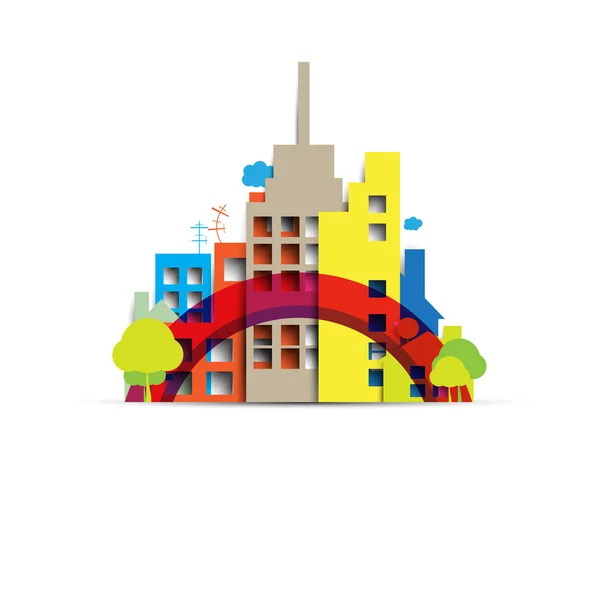 Ilustración de edificios y ciudades inmobiliarias. Fondo abstracto — Vector de stock