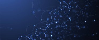 İş soyut küresel iletişim web pankartı, noktalar tasarımı ile bağlantılı çizgiler