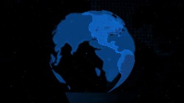 Teknoloji işi. Dünya gezegeni geçmişi ve bilim konsepti.