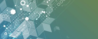 İş soyut küresel iletişim web pankartı, noktalar tasarımı ile bağlantılı çizgiler