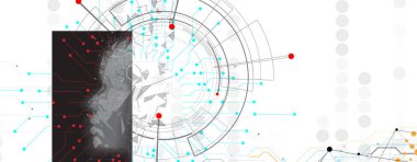 Soyut yapay zeka konsepti, teknoloji ve bilim geçmişi