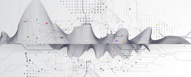 İş soyut küresel iletişim web pankartı, noktalar tasarımı ile bağlantılı çizgiler