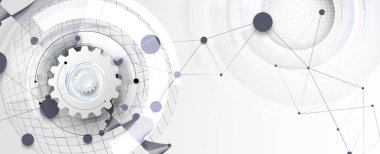 İş soyut küresel iletişim web pankartı, noktalar tasarımı ile bağlantılı çizgiler