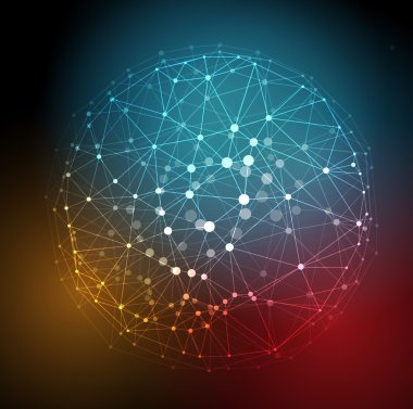 Nokta ve çizgiler soyut küre düşük Poli ile bağlı