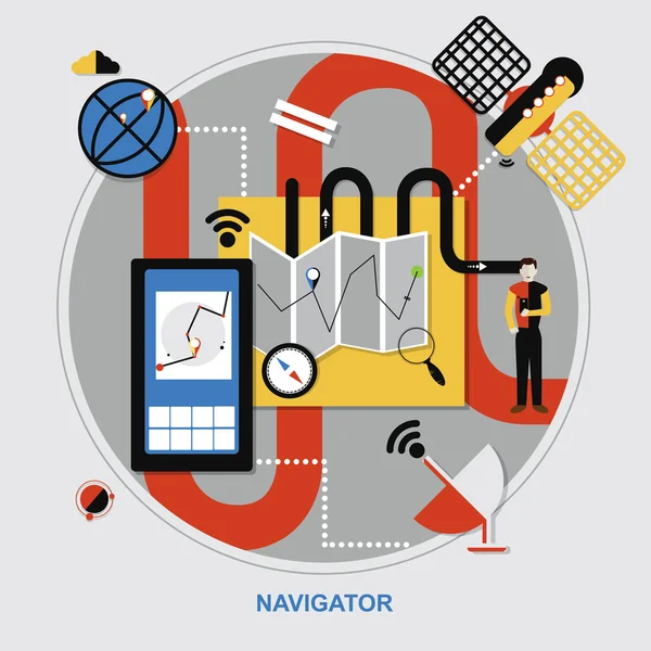Navigationen system Ikonuppsättning — Stock vektor