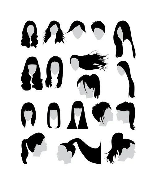 Mulher conjunto vetor de cabelo — Vetor de Stock