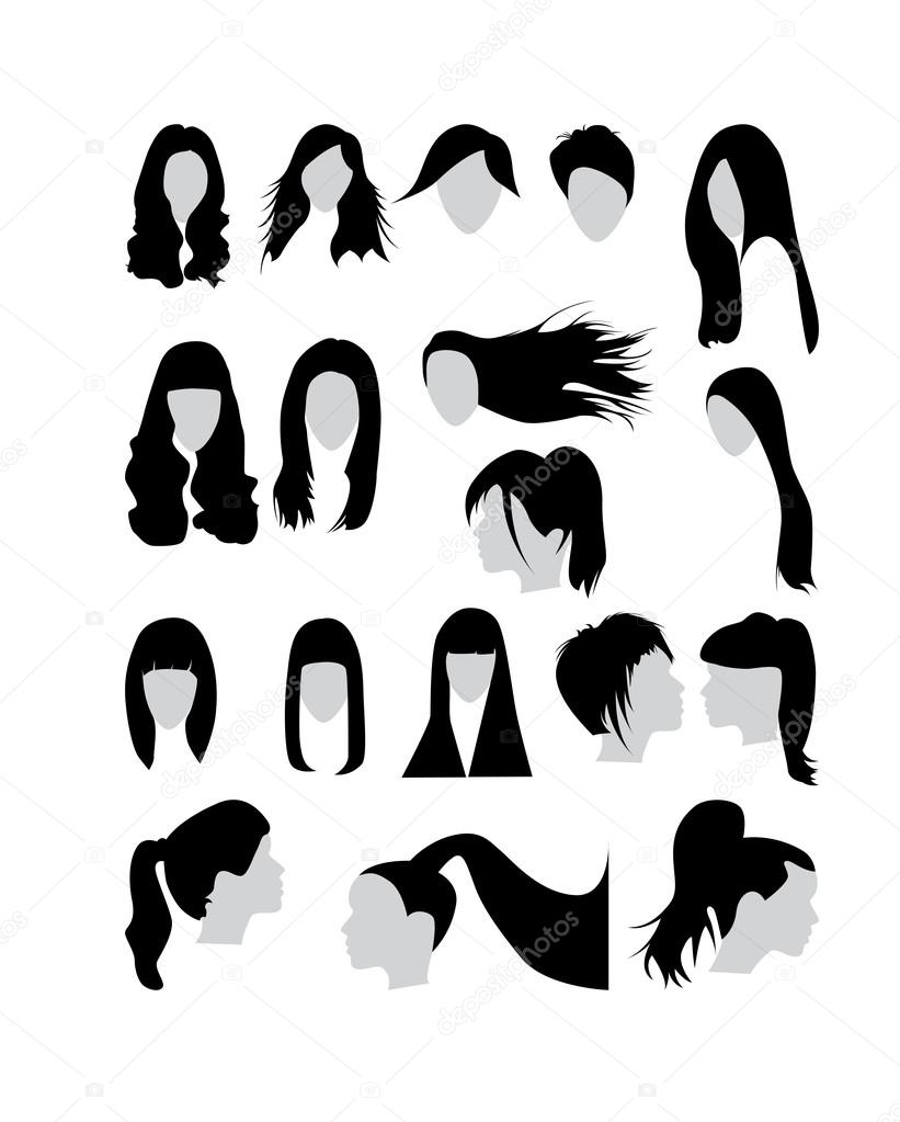 Woman hair vector set