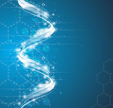 DNA soyut simgesi ve öğe koleksiyonu. Fütüristik teknoloji 