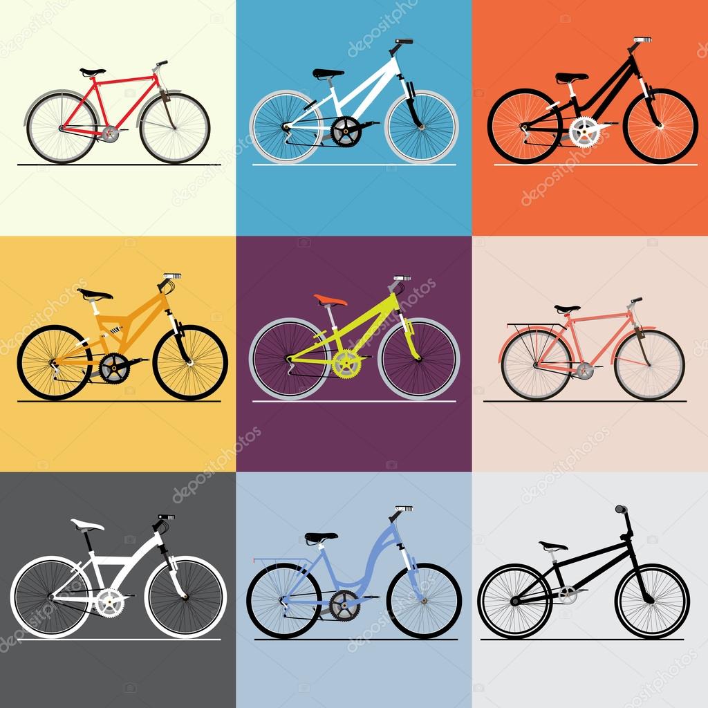 Vector bicycles set. Travel and and sport theme