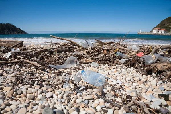ocean waste in beach shore