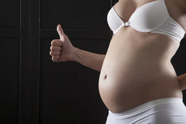 Okay pregnant belly — Stock Photo, Image
