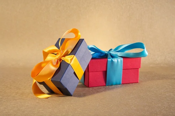 Dark blue and red gift boxes — Stock Photo, Image