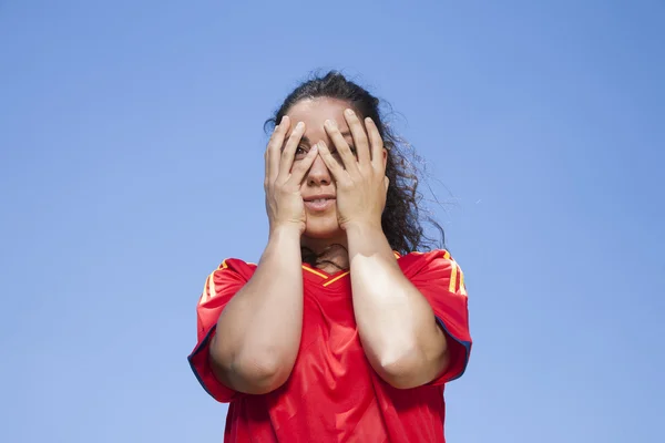 Scared spanish supporter — Stock Photo, Image