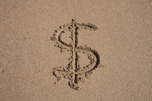 Symbole dollar dans la terre — Photo