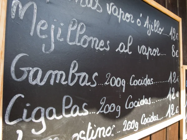 Spanish shellfish menu — Stock Image Spanish shellfish menu Stock Picture