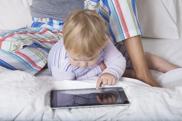 Baby touching tablet — Stock Photo, Image